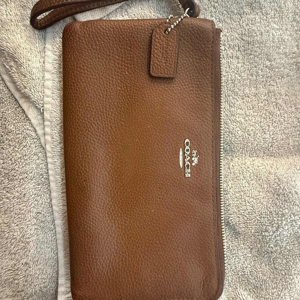 Coach Tan Leather Wristlet